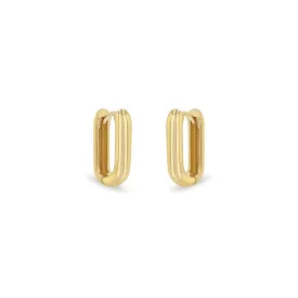 14k Gold Thick Medium Oval Hinge Hoops