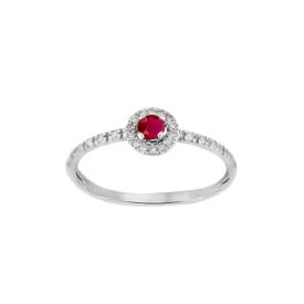 18ct White Gold Ruby & Diamond Solitaire Ring