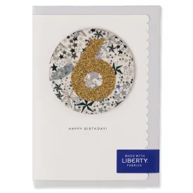 Age 6 Badge Greetings Card in Adelajda's Wish Liberty Print by The Charming Press