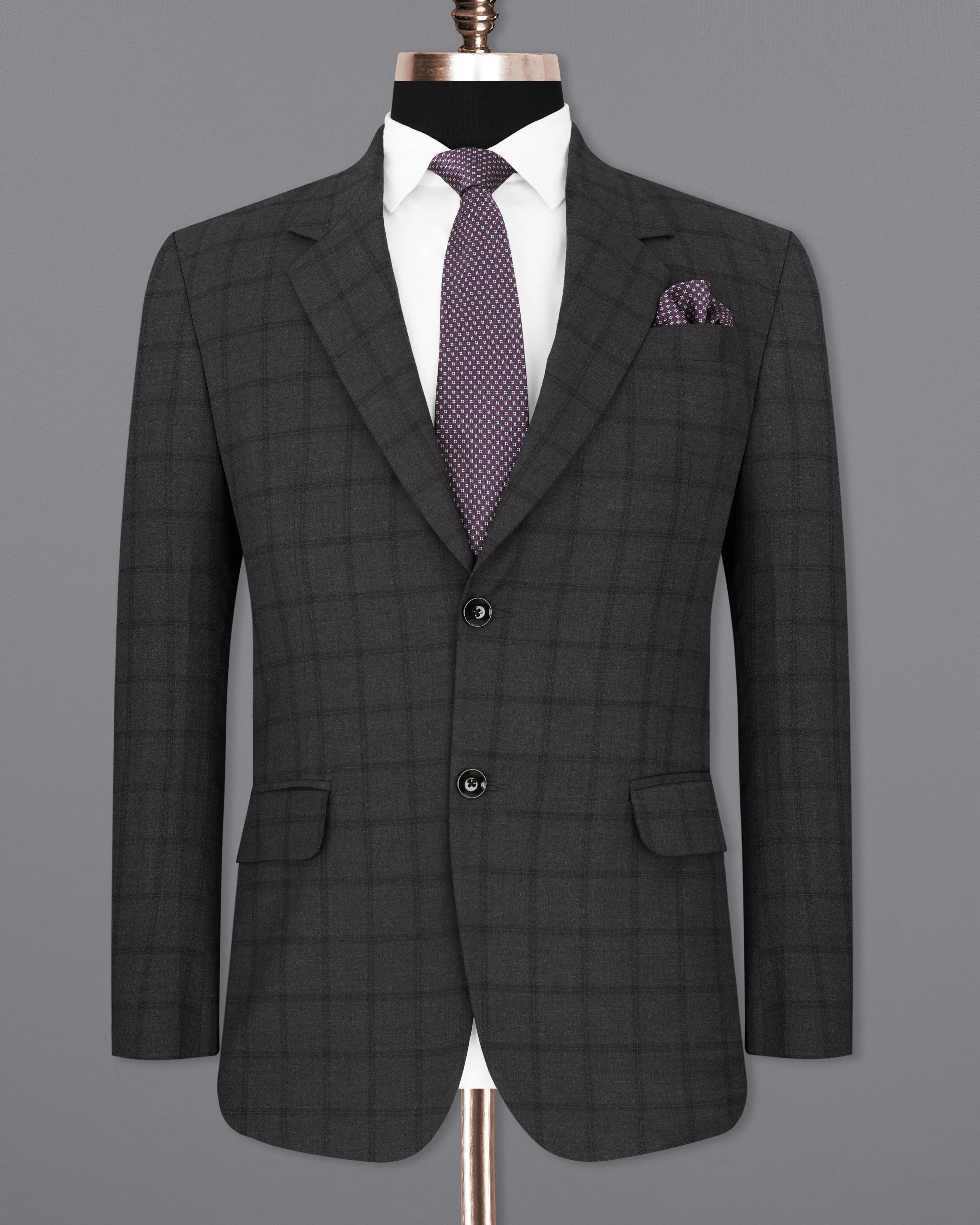 Baltic Black Windowpane Single Breasted Blazer