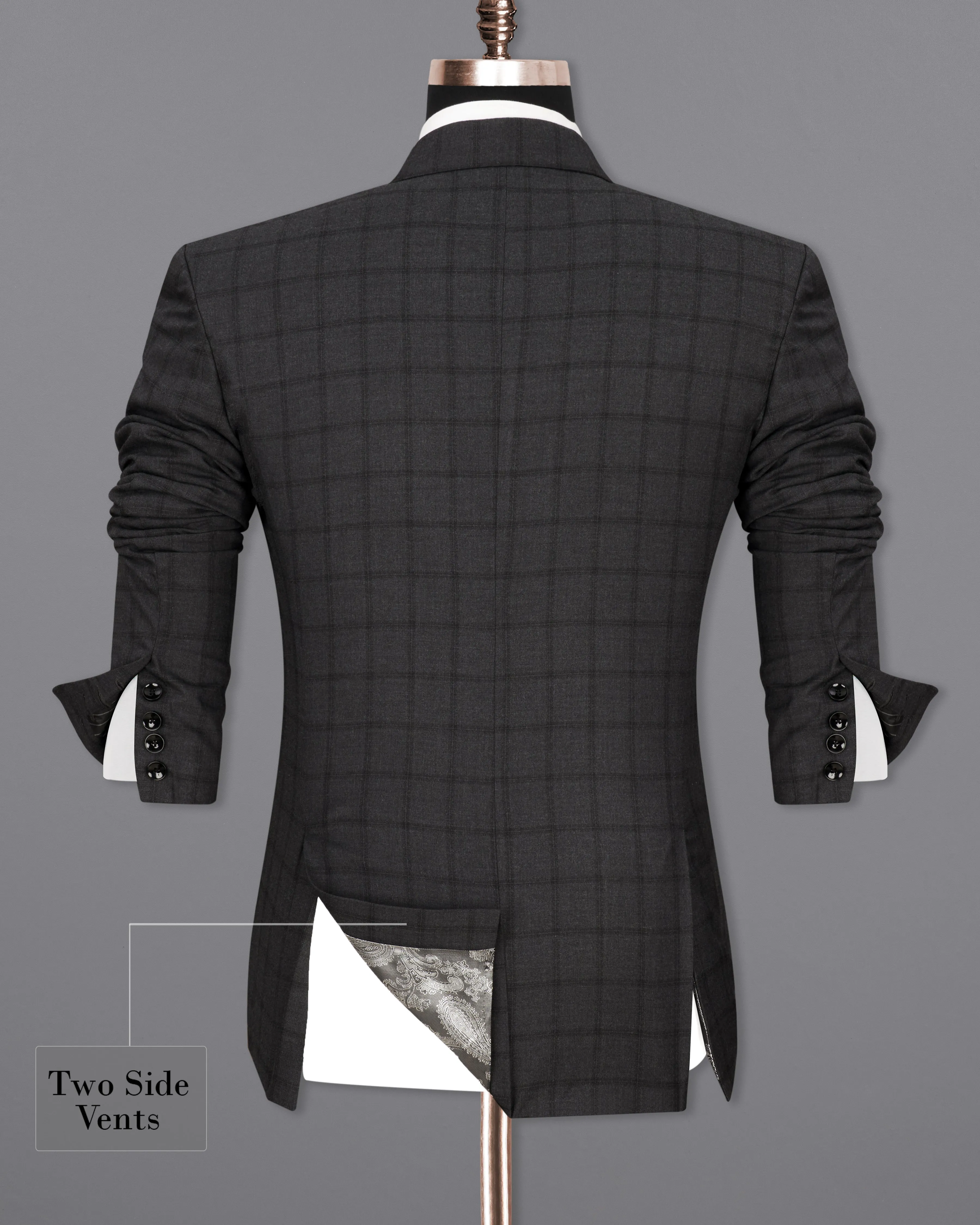 Baltic Black Windowpane Single Breasted Blazer