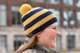 Basic Striped Beanie--Maize & Blue (Berroco Lanas)