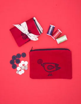 Birdie Red Babycord Big Purse Sewing Kit