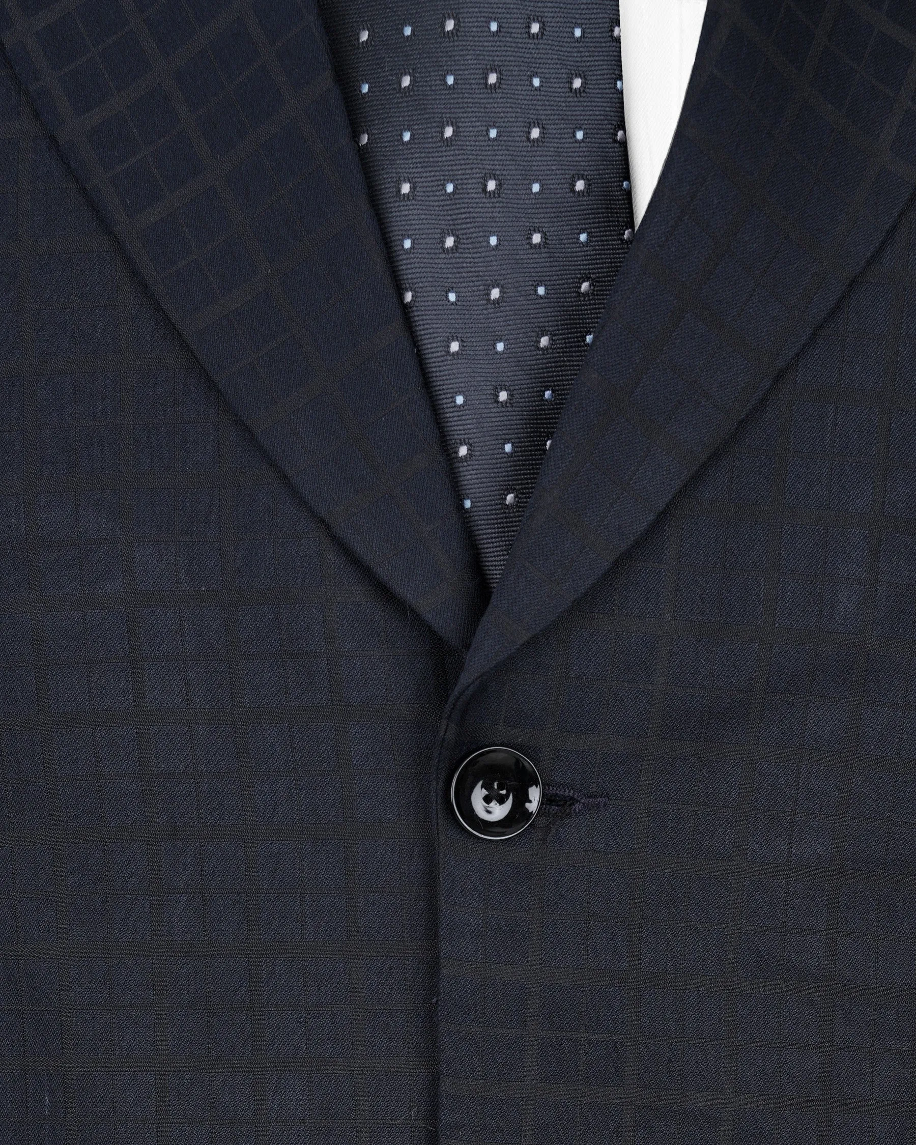 Bleached Cedar Navy Blue subtle Plaid Single Breasted Blazer