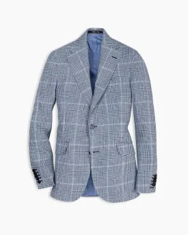 Blue Check Wool-Silk-Linen Blazer