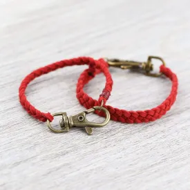 Braided Suede Bracelet in Red