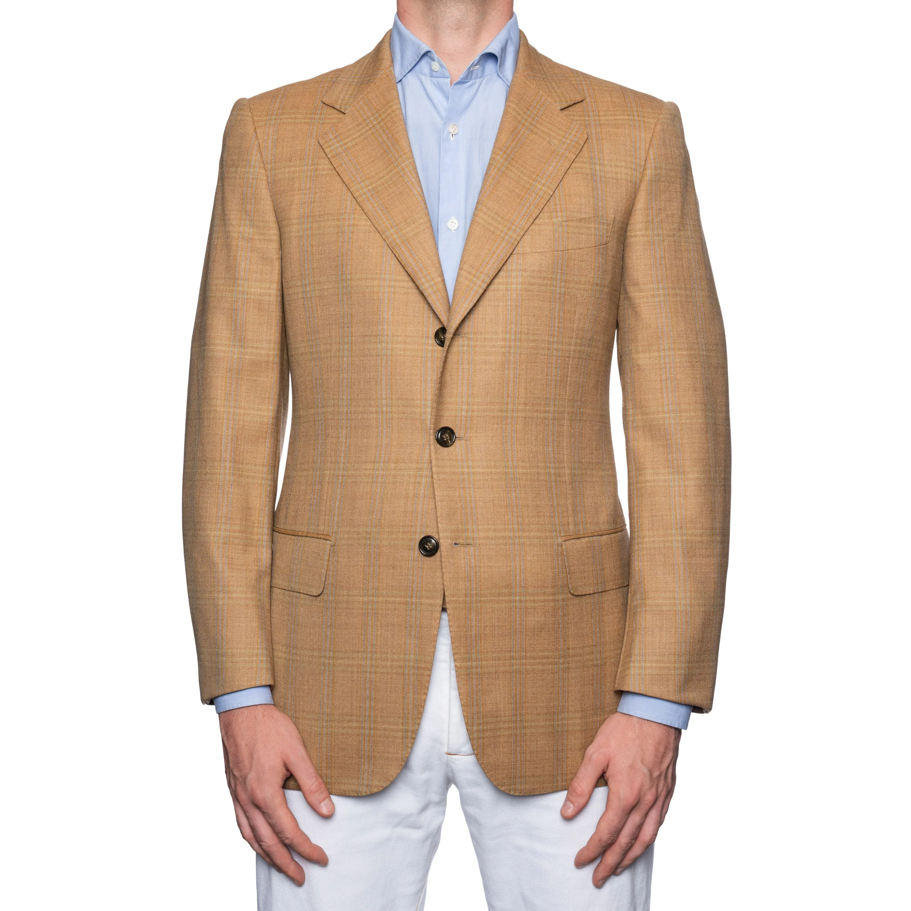 CASTANGIA 1850 Tan Plaid Wool Sport Coat Jacket EU 50 NEW US 40