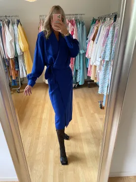 Etienne Aginer 80s Blue Wool Dress