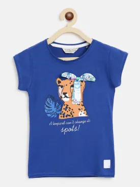 Girls Blue Printed T-Shirt