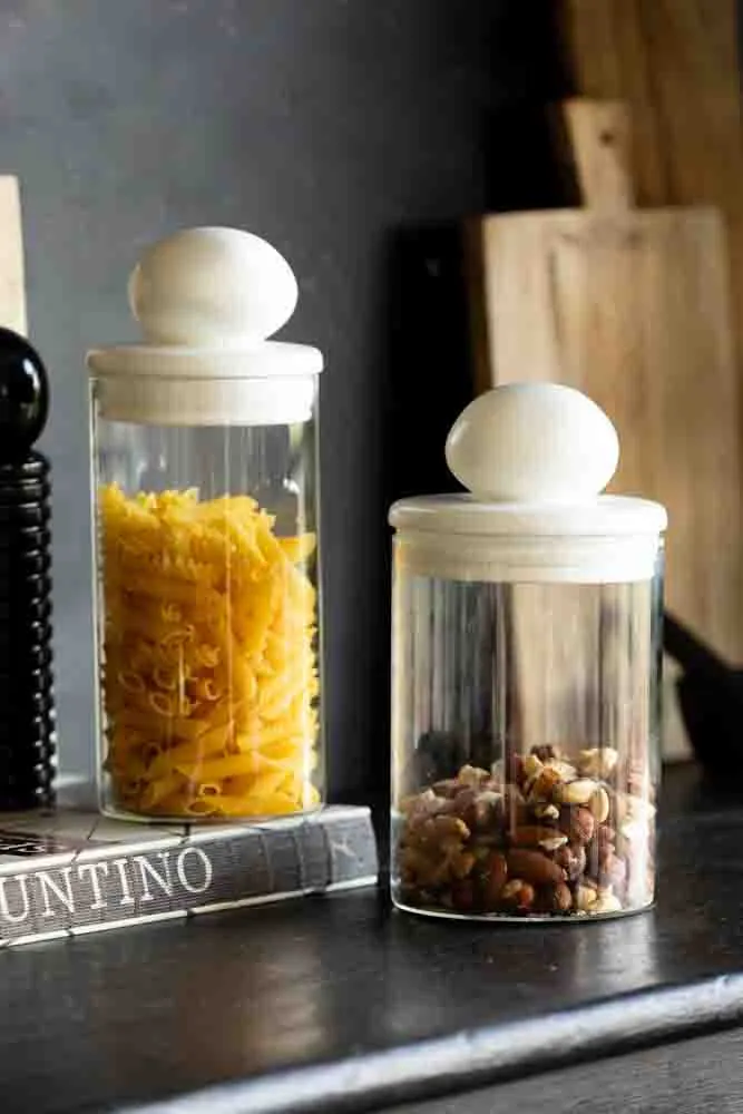 Glass Storage Jar With White Ceramic Lid - Tall