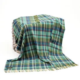 Green and Blue Check Lambswool Blanket