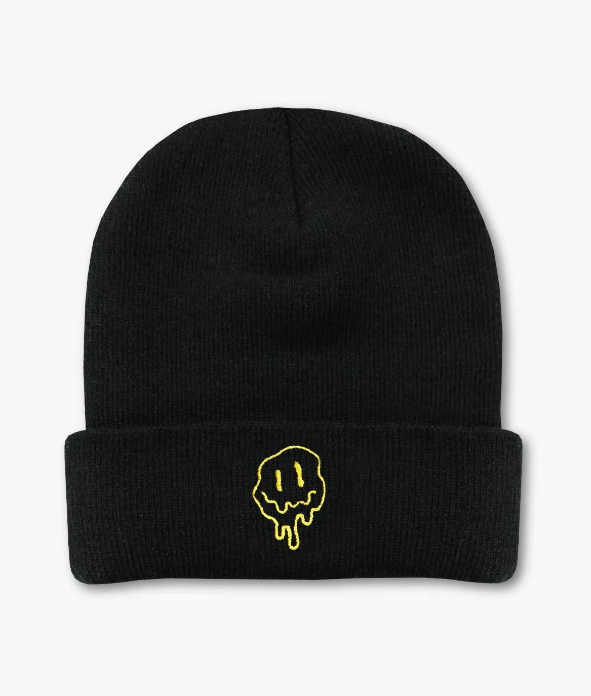 Happy Face Drip Embroidered Womens Beanie