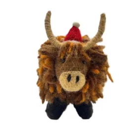 Highland Cow Christmas Felt Hanging Decoration by Amica