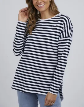 Lauren Stripe Long Sleeve Tee - Navy & White Stripe