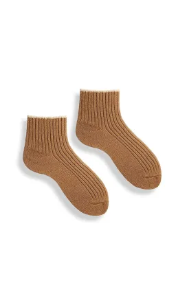 lisa b. Rib Shortie Socks - Camel