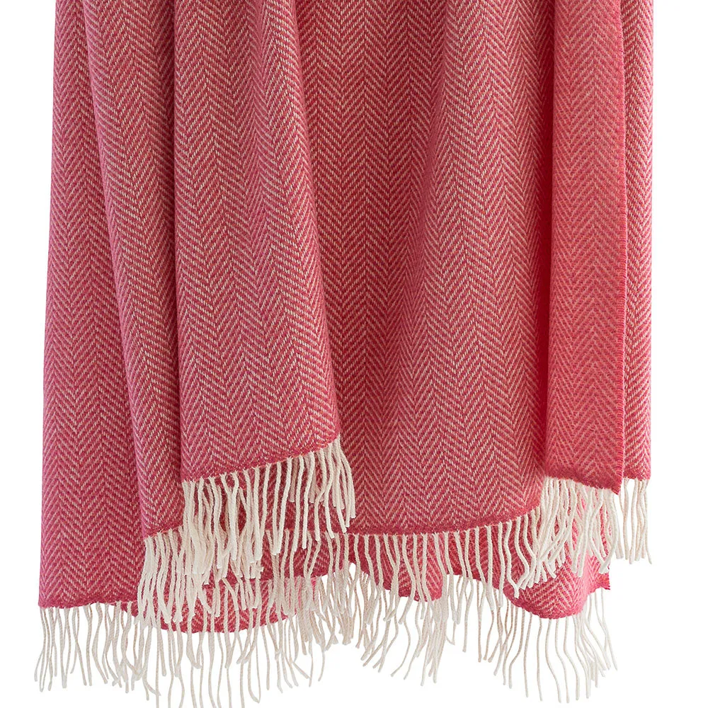 Pink Herringbone Merino & Cashmere Blanket