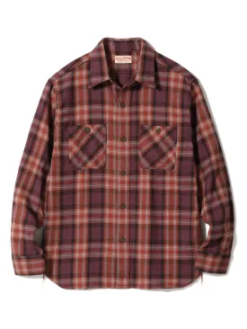 Sugar Cane, Twill Check Work Shirt, Red