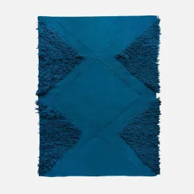 Teal Blue Wool Tufted Rug